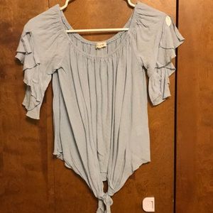 Light blue off the shoulder top